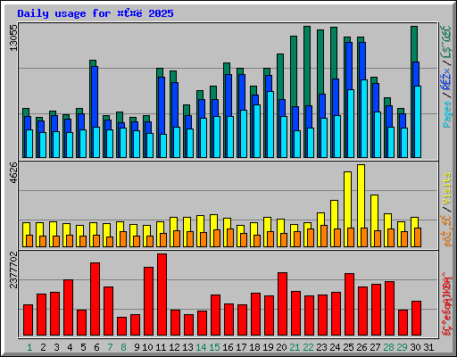 Daily usage for  2025